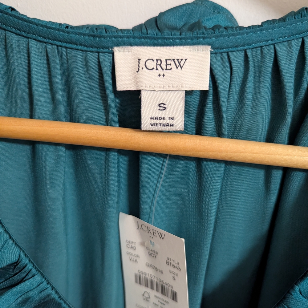 J. Crew Women's Green Ruffle Top - Picture 5 of 7